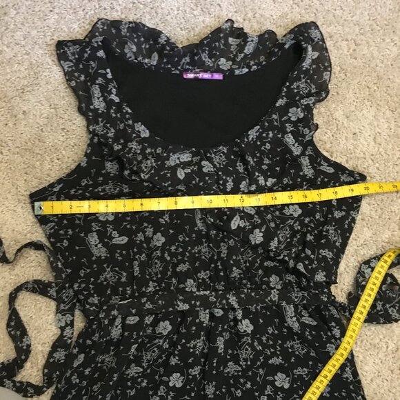 Retro Floral Boho Ruffle Collar Sleeveless Belted Dress - Picture 12 of 16